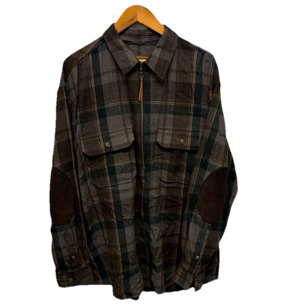 Timberland Mens 1/4 Zip Plaid Shirt Jacket Size Large Equestrian Grunge Country‎
